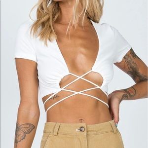 Princess Polly tie front Bernie top white